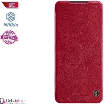 Odinis dėklas Nillkin qin serijos - raudonas (Xiaomi Redmi Note 9S/Note 9 Pro)